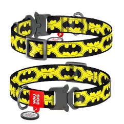 Нашийник WAUDOG Nylon «Бетмен Лого» XL 35-58 см / 25 мм (жовтий) (C0026-2001)