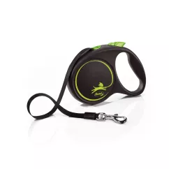 Flexi Black Design Поводок-рулетка для собак с лентой M 5 м/25 кг зеленая (FL 034026)