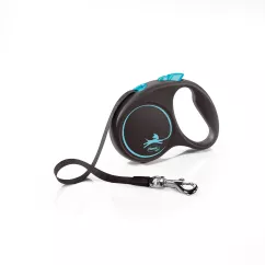 Flexi Black Design Повідець-рулетка для собак зі стрічкою S 5 м/15 кг синя (FL 033937)