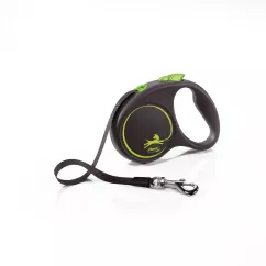 Flexi Black Design Повідець-рулетка для собак зі стрічкою S 5 м/15 кг зелена (FL 033920)