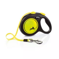 Повідець-рулетка Flexi зі стрічкою «New Neon» L 5 м / 50 кг (жовта) (FL 031711)