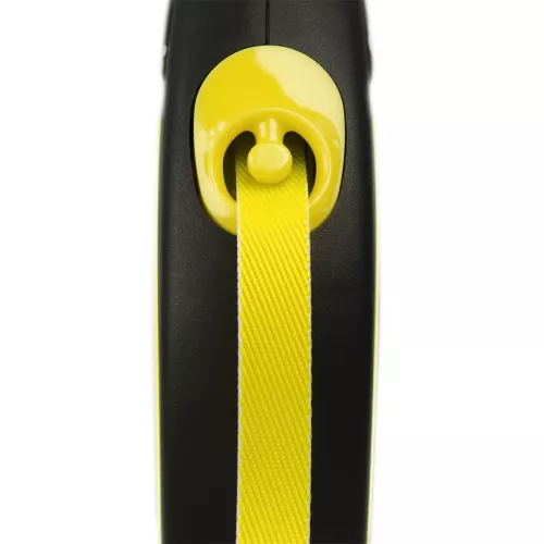 Поводок-рулетка Flexi с лентой New Neon M 5 м/25 кг (желтая) (FL 031704) - фото №2