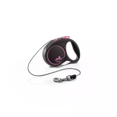 Flexi Black Design Поводок-рулетка для собак с тросом XS 3 м/8 кг розовая (FL 033210)