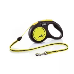 Повідець-рулетка Flexi з тросом «New Neon» S 5 м / 12 кг (жовта) (20911)
