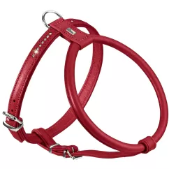 Шлея Hunter шкіряна «Harness Round & Soft Luxus Elk Petit» 45-51 см / 8-18 мм (червоний) (HUN61472)