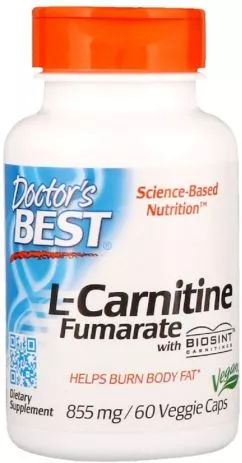 Амінокислота Doctor's Best L-Карнітин Фумарат 855 мг 60 гелевих капсул (753950001060)