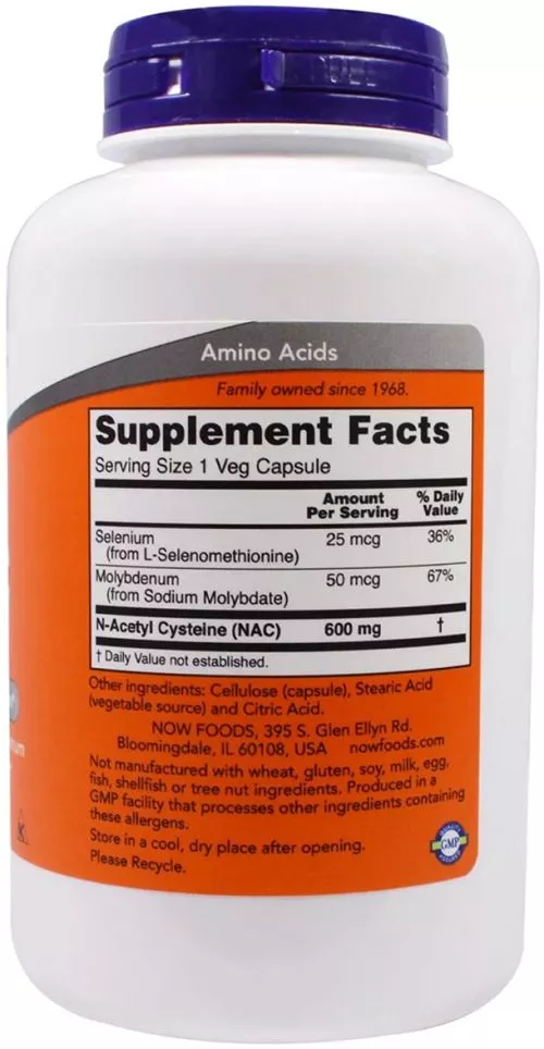 Аминокислота Now Foods NAC 600 мг 250 капсул (733739000866) - фото №2