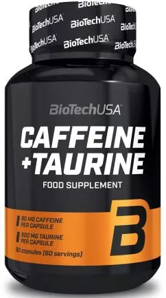 Предтренировочний комплекс Biotech Caffeine + Taurine 60 капсул (5999076234196)