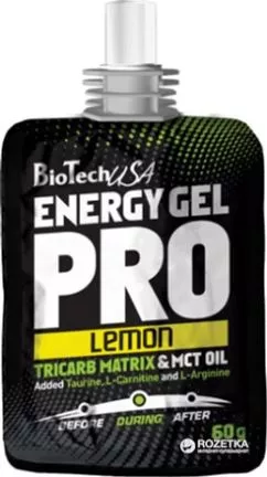 Предтренировочный комплекс Biotech Energy Gel Pro 60 г 1/24 - Лимон (5999076205240)