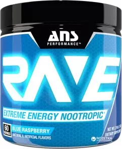 Предтренировочный комплекс ANS Performance Rave Extreme Energy Nootropic Голубая малина 210 г (483311)
