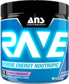 Передтренувальний комплекс ANS Performance Rave Extreme Energy Nootropic Рожевий лимонад 210 г (483312)