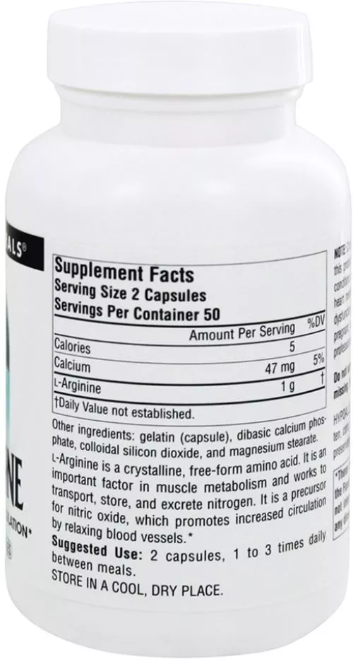 Амінокислота Source Naturals L-Аргінін 500 мг 100 капсул (21078016878) - фото №2