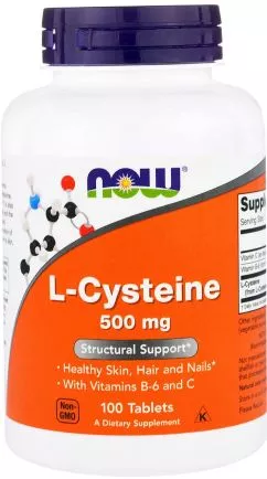 Амінокислота Now Foods L-Цистеїн 500 мг 100 таблеток (733739000774)
