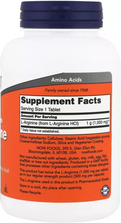 Аминокислота Now Foods L-Аргинин 1000 мг 120 таблеток (733739000354) - фото №2