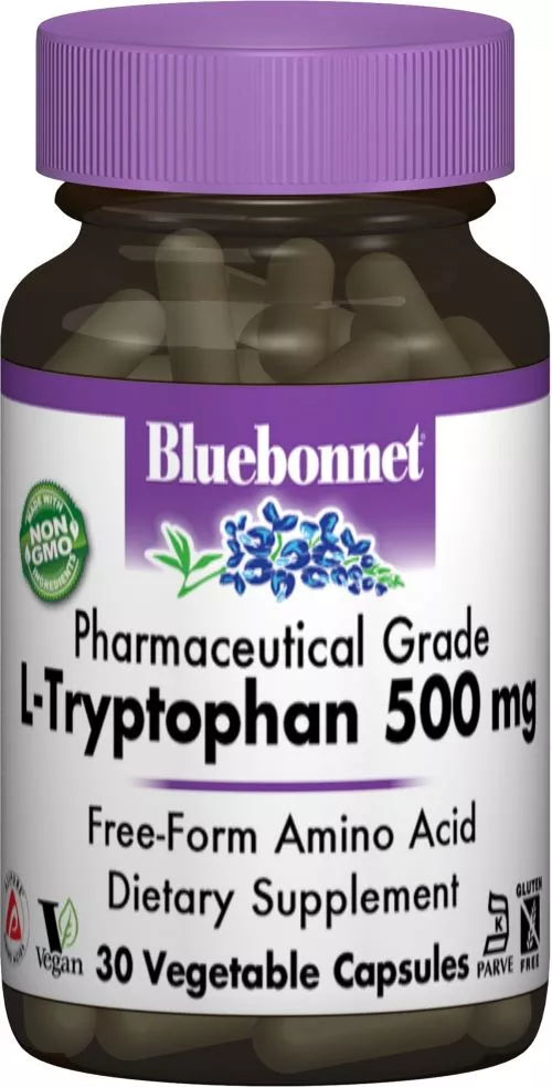 Амінокислота Bluebonnet Nutrition L-Триптофан 500 мг 30 капсул (743715000933) - фото №3