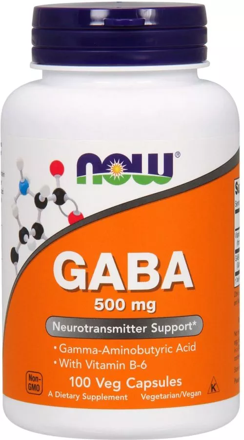 Аминокислота Now Foods GABA (Гамма-аминомасляная кислота) 500 мг 100 гелевых капсул (733739000873) - фото №3
