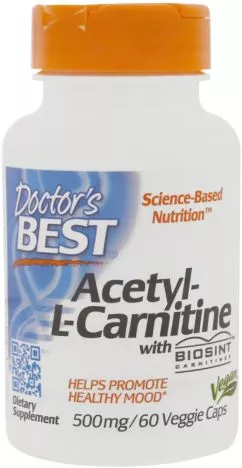 Амінокислота Doctor's Best Biosint Ацетил L-Карнітин 500 мг 60 гелевих капсул (753950001053)