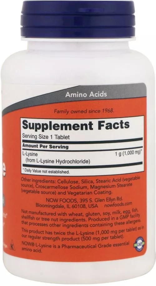 Амінокислота Now Foods Лізин 1000 мг 100 таблеток (733739001139) - фото №2