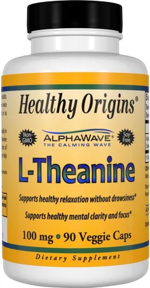 Амінокислота Healthy Origins Теанін 100 мг 90 гелевих капсул (603573170028) - фото №3