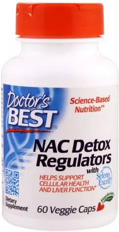 Аминокислота Doctor's Best Seleno Excell NAC (N-Ацетил-L-Цистеин) Детоксические регуляторы 60 гелевых капсул (753950002791)