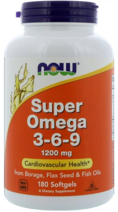 Жирні кислоти Now Foods Супер омега 3-6-9 1200 мг 180 желатинових капсул (733739018410) - фото №3