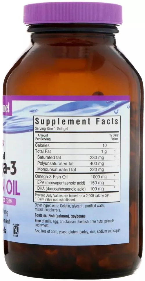 Жирні кислоти Bluebonnet Nutrition Natural Omega-3 Salmon Oil Натуральна Омега-3 з лососевим жиром 90 желатинових капсул (743715009523) - фото №2