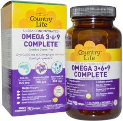 Жирные кислоты Country Life Ultra Omega 3-6-9 90 капсул (015794041009)