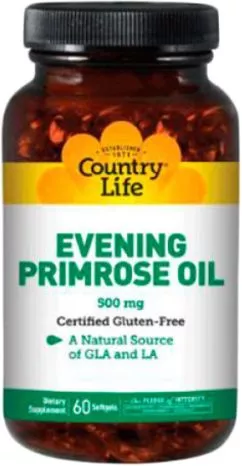 Жирні кислоти Country Life Evening Primrose Oil 500 мг 60 капсул (015794040019)