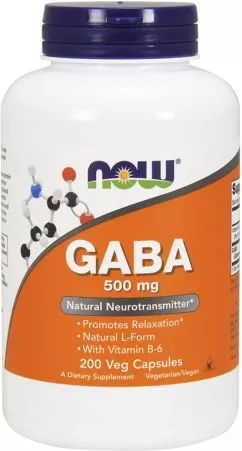 Амінокислота Now Foods GABA (Гамма-аміномасляна кислота) 500 мг 200 гелевих капсул (733739000880)