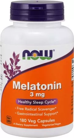 Амінокислота Now Foods Мелатонін 3 мг 180 порошкових капсул (733739032577)