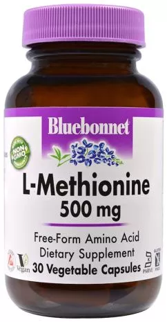 Амінокислота Bluebonnet Nutrition L-Метіонін 500 мг 30 гелевих капсул (743715000605)