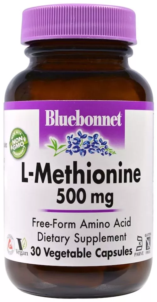 Амінокислота Bluebonnet Nutrition L-Метіонін 500 мг 30 гелевих капсул (743715000605) - фото №3