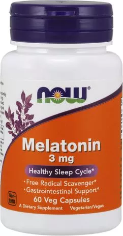 Амінокислота Now Foods Мелатонін 3 мг 60 веган капсул (733739032553)