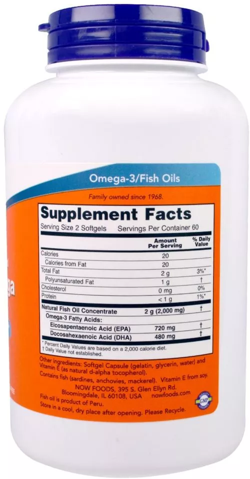 Жирные кислоты Now Foods Супер омега ЭПК (эйкозапентаеновая кислота) 1200 мг 120 желатиновых капсул (733739016829) - фото №2