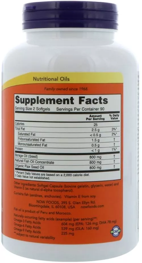 Жирні кислоти Now Foods Super Omega 3-6-9 1200 мг 90 капсул (733739018397) - фото №2