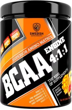 Аминокислота Swedish Supplements BCAA Engine 4:1:1 400 г Crazy mango (7350069380241)