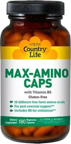 Амінокислотний комплекс Country Life MAX-AMINO з вітаміном В6 180 капсул (015794014966)