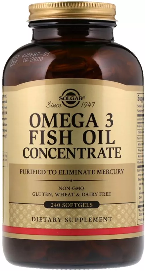 Жирні кислоти Solgar Omega-3 Fish Oil Concentate Риб'ячий жир в капсулах концетрат 240 капсул (033984016996) - фото №3