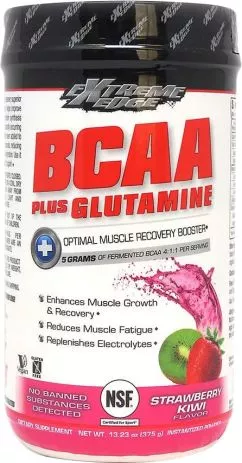 Амінокислота Bluebonnet Nutrition Extreme Edge BCAA + Glutamine Powder 375 г Смак полуниці і ківі (743715018709)
