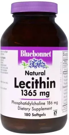 Амінокислота Bluebonnet Nutrition Натуральний Лецитин 1365 мг 180 капсул (743715009264)
