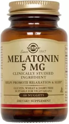 Аминокислота Solgar Мелатонин 5 мг 60 жевательных таблеток (033984019362)