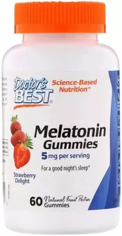 Аминокислота Doctor's Best Мелатонин 5 мг 60 желейных конфет со вкусом клубники (753950005082)