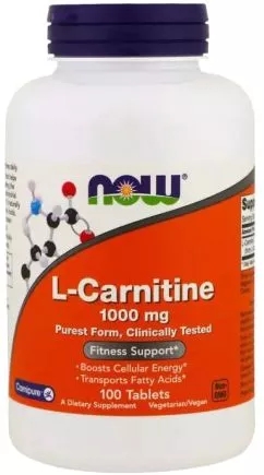 Амінокислота Now Foods L-карнітин 1000 мг 100 таблеток (733739000682)