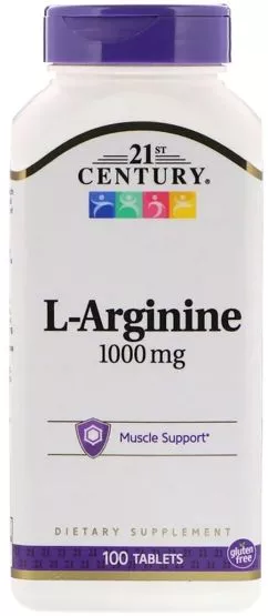 Амінокислота 21st Century L-Аргінін 1000 мг 100 таблеток (740985270868)