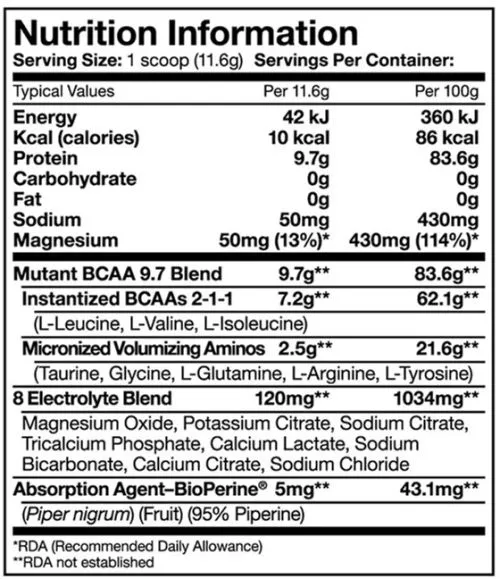 Аминокислота Mutant BCAA 9.7 1044 г - Half & half iced tea lemonade (627933023304) - фото №2