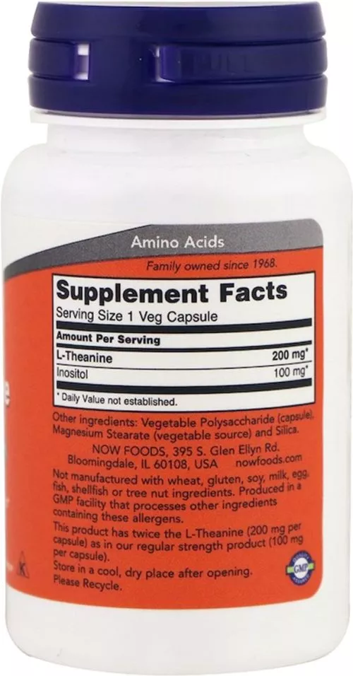 Амінокислота Now Foods Double Strength 200 мг, 60 вегетаріанських капсул (733739001474) - фото №2