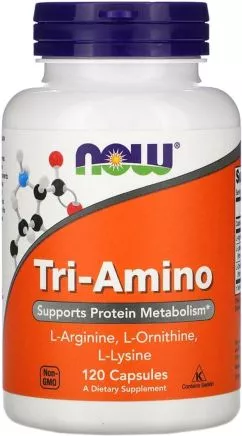 Амінокислота Now Foods: Аргінін, Лізин, Орнітин, Tri-Amino 120 капсул (733739001528)