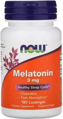 Амінокислота Now Foods Мелатонін 3 мг 180 жувальних таблеток (733739032591)