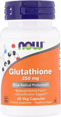 Амінокислота Now Foods Глутатіон 250 мг, 60 вегетаріанських капсул (733739000965)