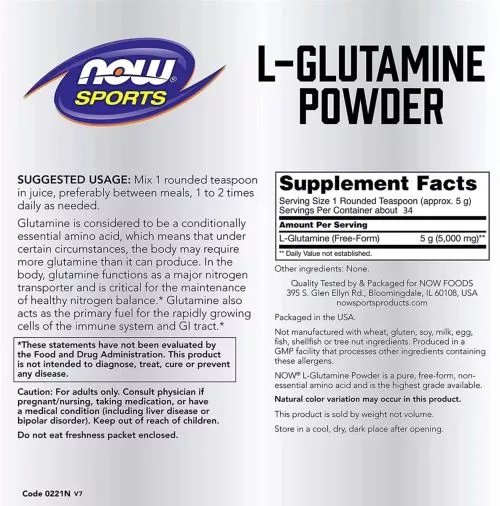 Амінокислота Now Foods: Глутамін у порошку, L-Glutamine Powder 170 г (733739002204) - фото №2